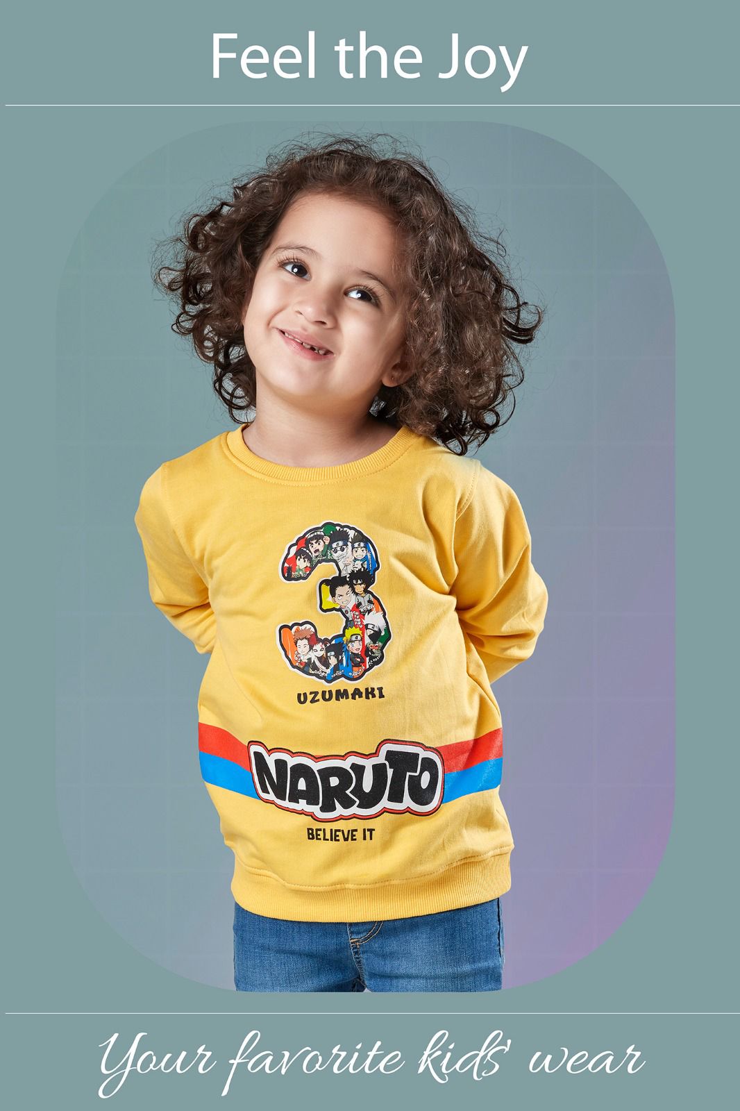 Yellow Boys kids Typography Printed Front & Back Sweatshirt has a round neck long sleeves